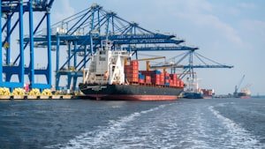 Cargo ship and crane
